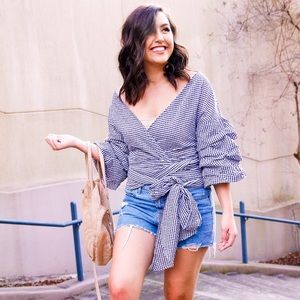 Gingham wrap top